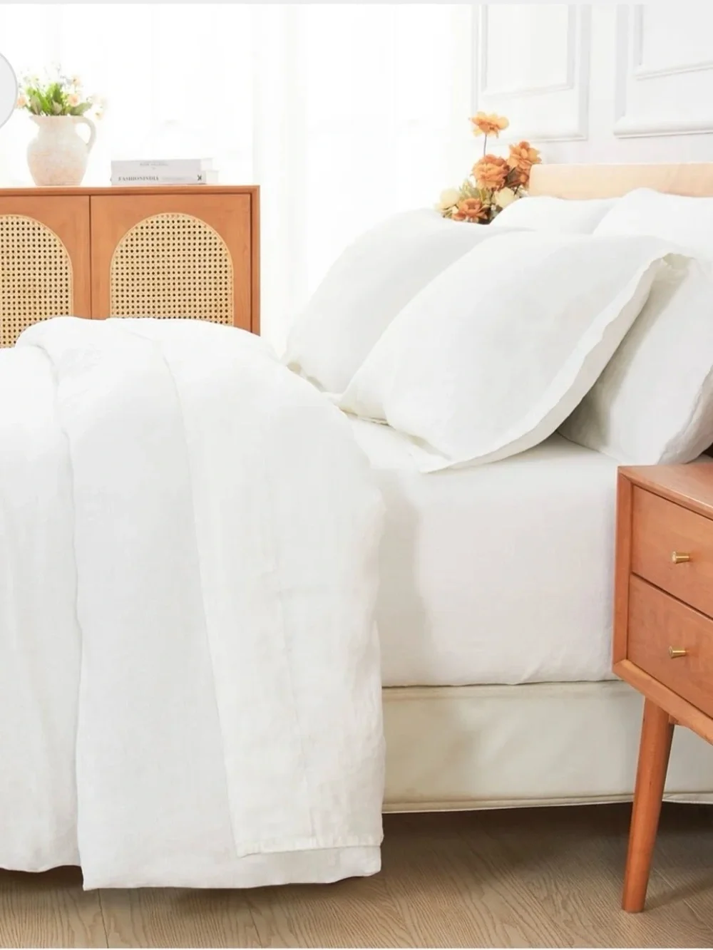 Mélange Home White 100% Linen Twin Duvet Cover 68x90 New in Original Pouch